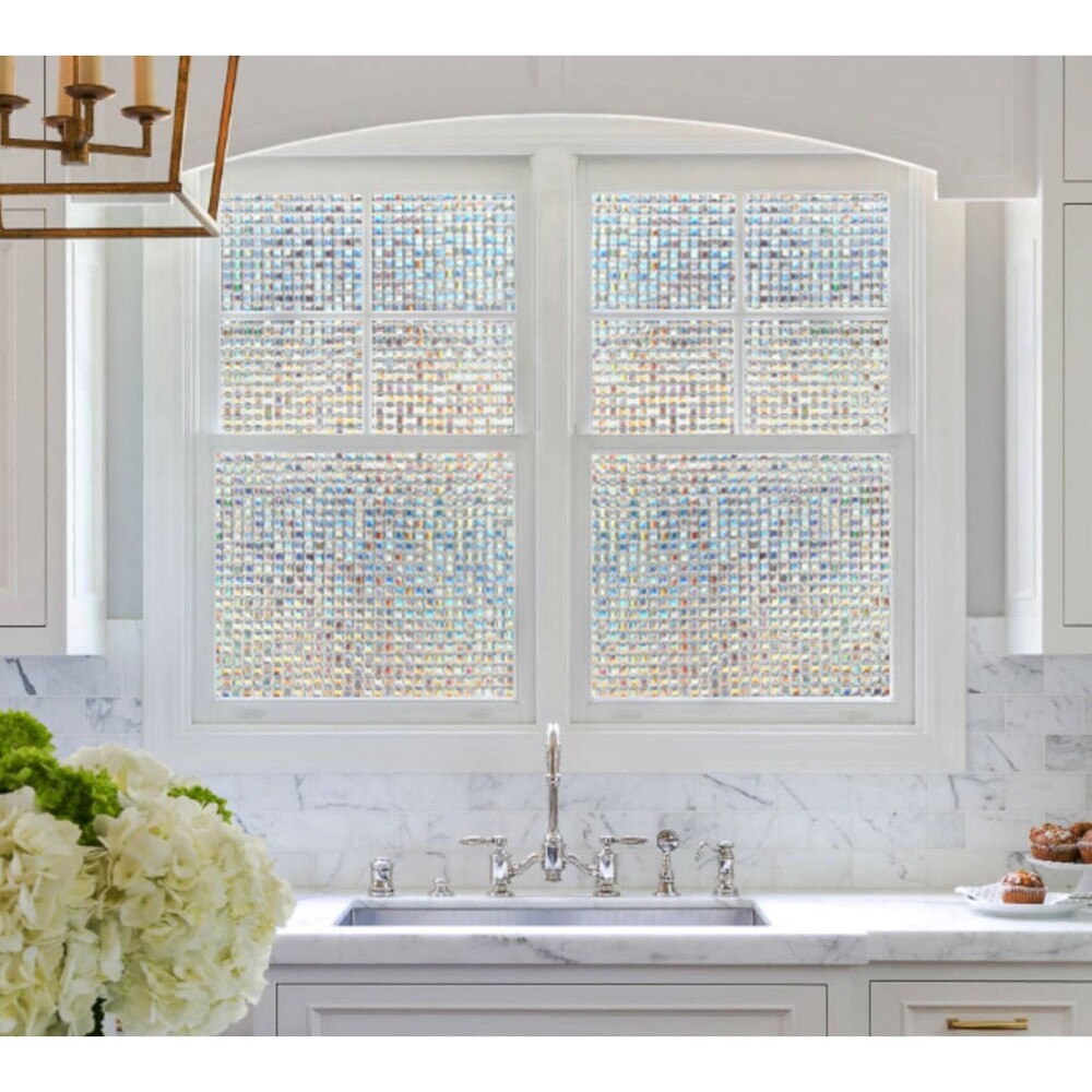 Window Privacy Film 3D Decorative Self-Adhesive 17.7 X 78.7 Inches 2 Pack